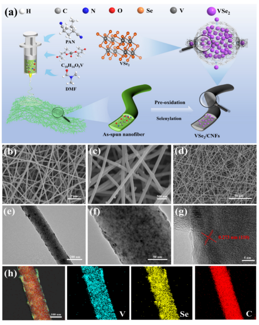 新疆大学曹亚丽、胡金豆课题组：碳纳米纤维骨架上VSe2的构建及其高效锂/钠离子储存